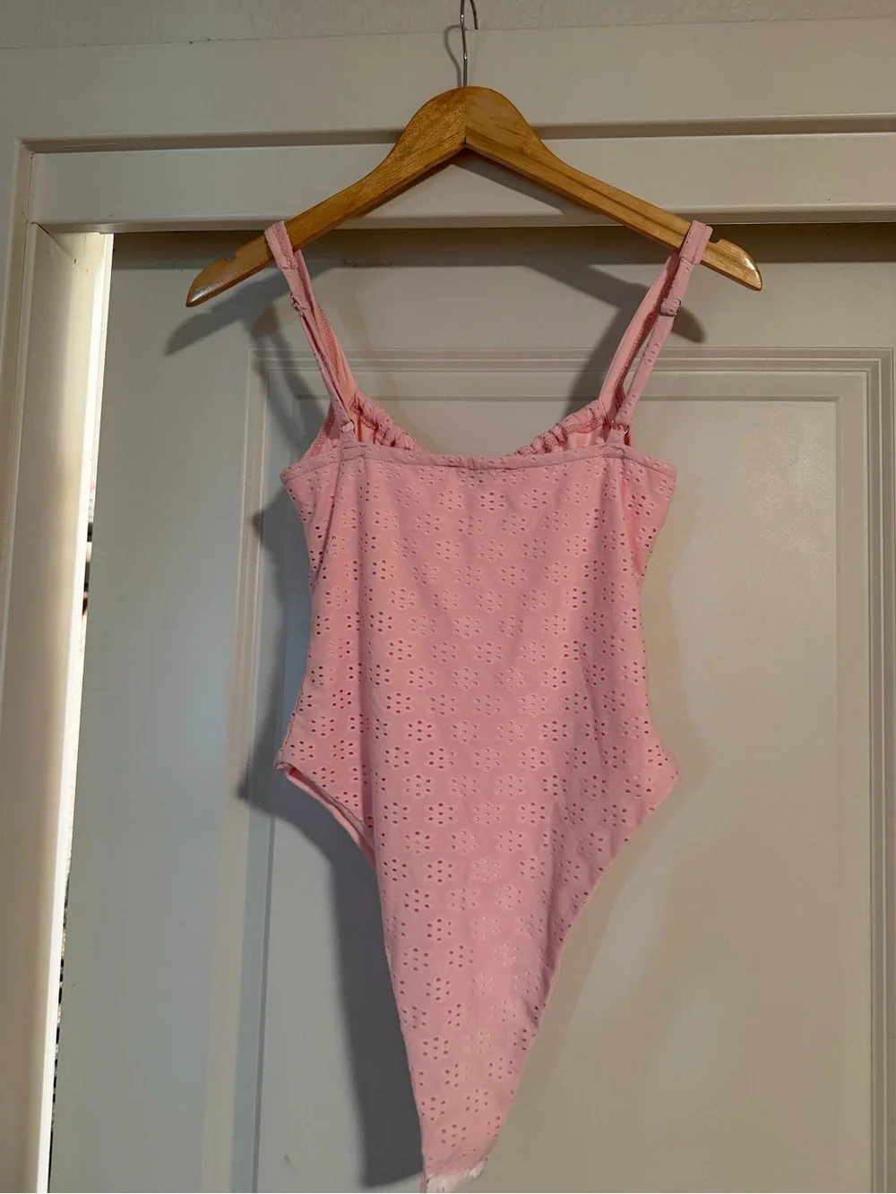 Edikted Pink Eyelet One-Piece Bodysuit